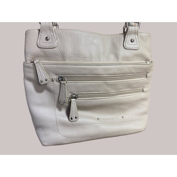 Stone Mountain Leather Shoulder Bag With Multiple Zippers & Pockets Pebbled Fini - Picture 2 of 7